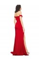 Comprimento Chão Vermelho Sem Mangas Linha A Fora do Ombro Vestidos de Madrinha / Vestidos de Noite / Vestidos de Festa Por Atacado