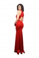 Comprimento Chão Vermelho Sem Mangas Sereia Buraco da fechadura Vestidos de Madrinha / Vestidos de Noite / Vestidos de Festa Por Atacado