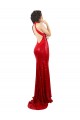 Comprimento Chão Vermelho Sem Mangas Sereia Abrir de volta Cabeçada Vestidos de Madrinha / Vestidos de Noite / Vestidos de Festa Por Atacado