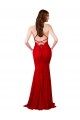 Comprimento Chão Vermelho Sem Mangas Sereia Criss Cruz Vestidos de Madrinha / Vestidos de Noite / Vestidos de Baile Por Atacado