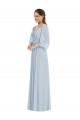 Comprimento Chão Vidro Marinho Mangas Bispo, Mangas Bufantes Linha A Vestidos de Madrinha / Vestidos de Noite Por Atacado