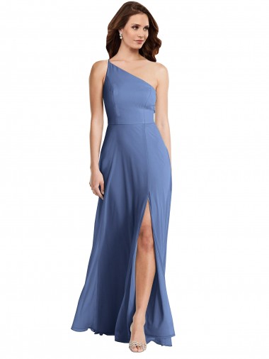 Comprimento Chão Windsor Azul Sem Mangas Linha A Vestidos de Madrinha / Vestidos de Noite Por Atacado
