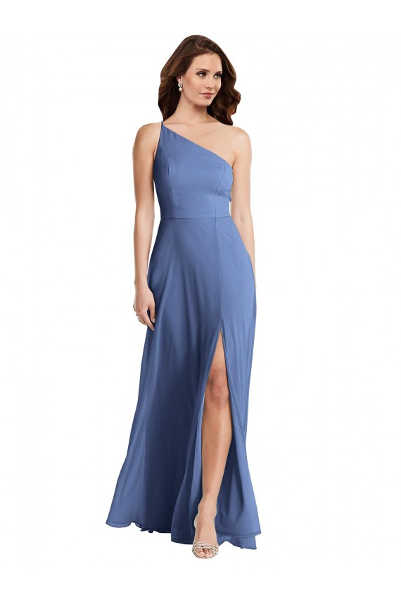 Comprimento Chão Windsor Azul Sem Mangas Linha A Vestidos de Madrinha / Vestidos de Noite Por Atacado