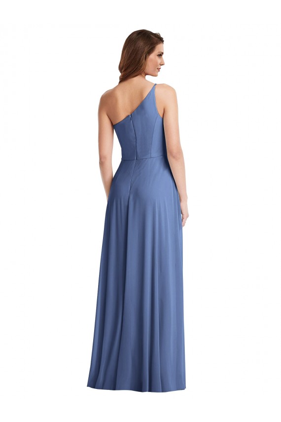 Comprimento Chão Windsor Azul Sem Mangas Linha A Vestidos de Madrinha / Vestidos de Noite Por Atacado